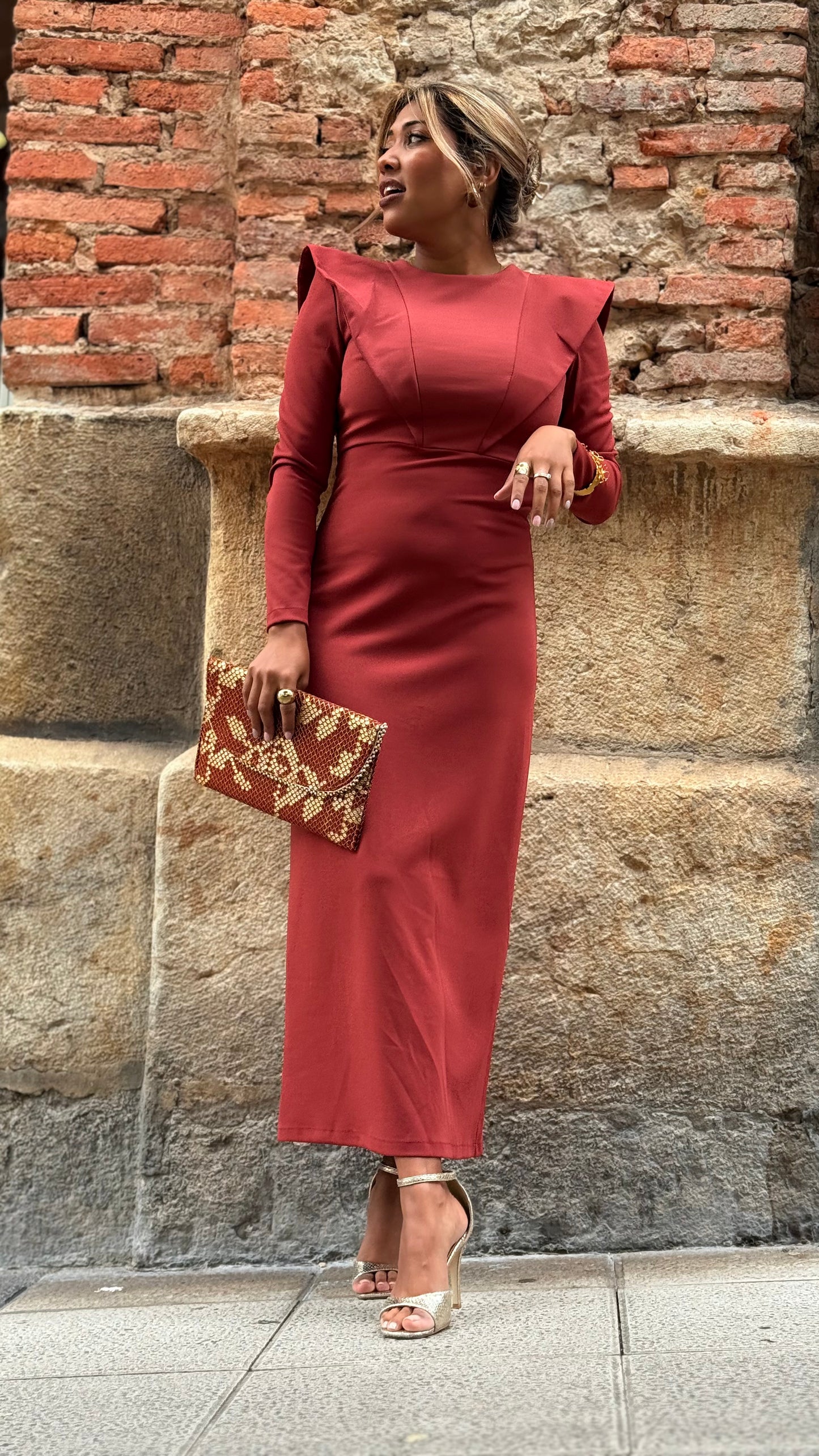 Vestido Lisbon teja