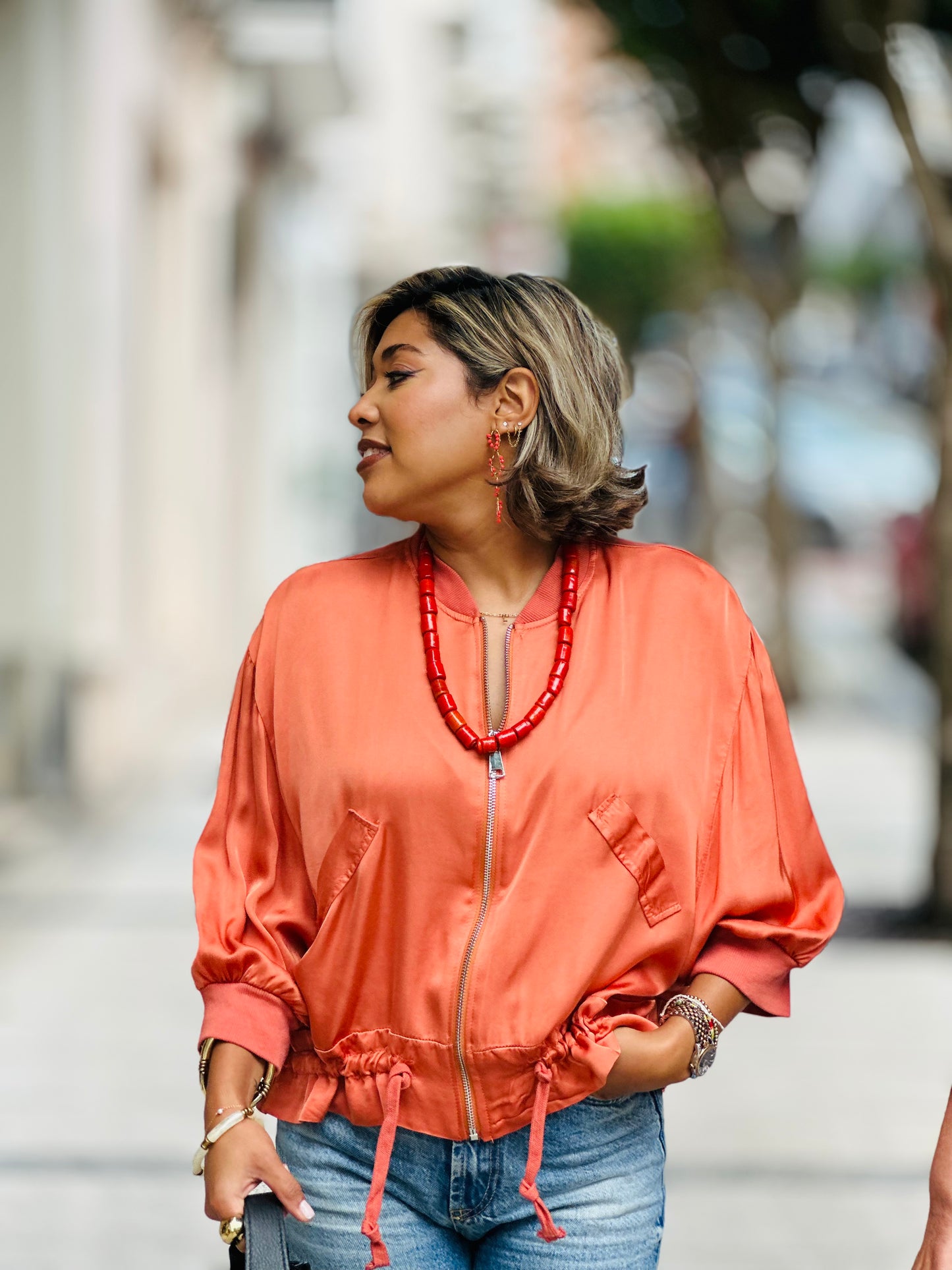Bomber satinada coral