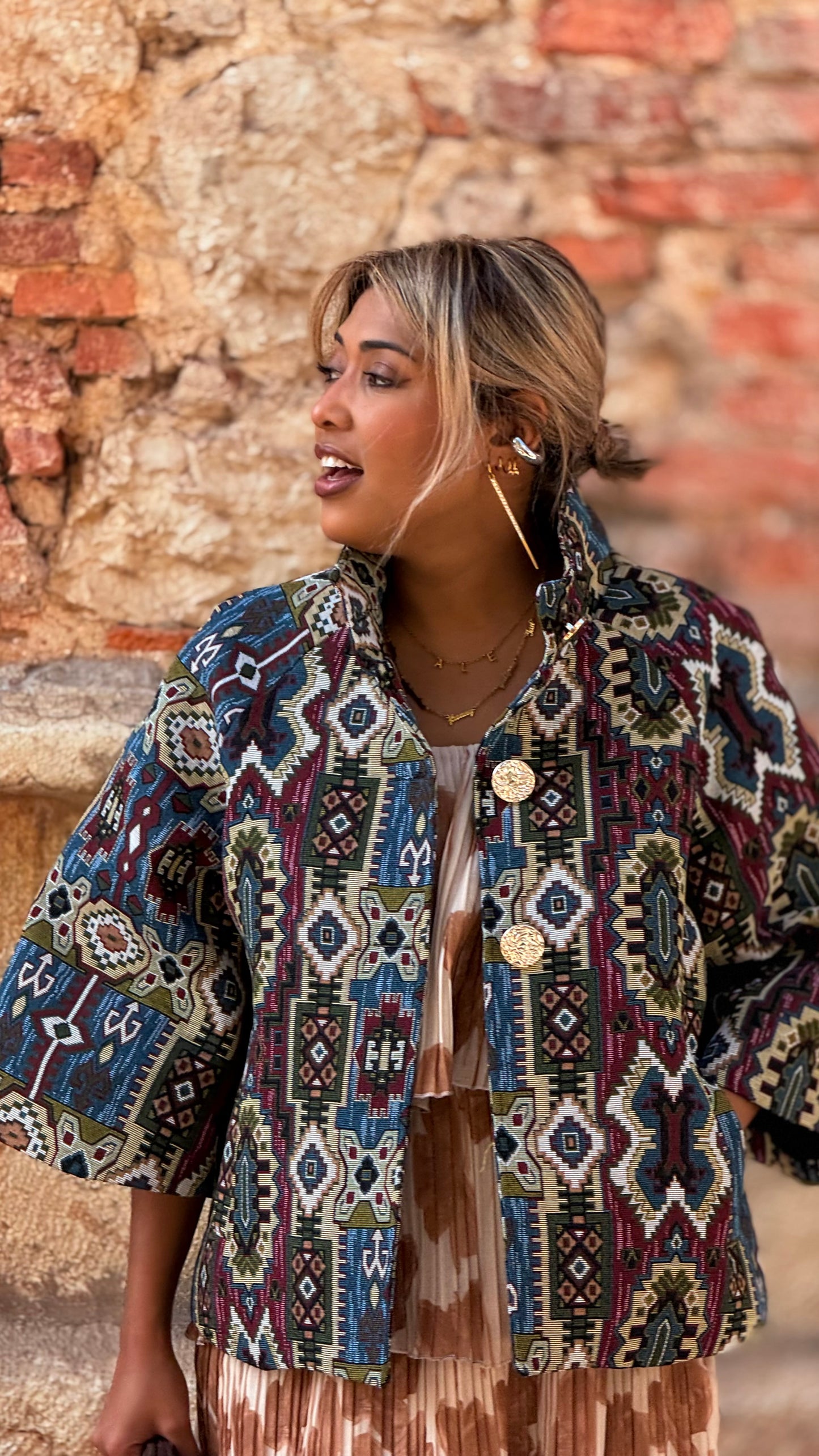 Chaqueta Jacquard étnica