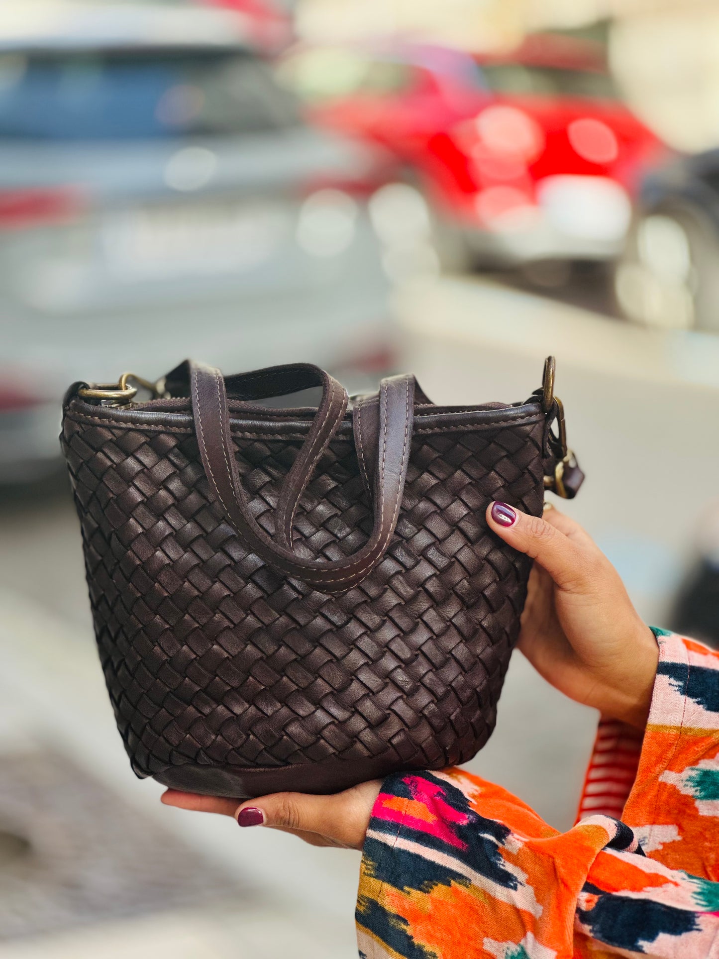 Bolso piel lavada choco