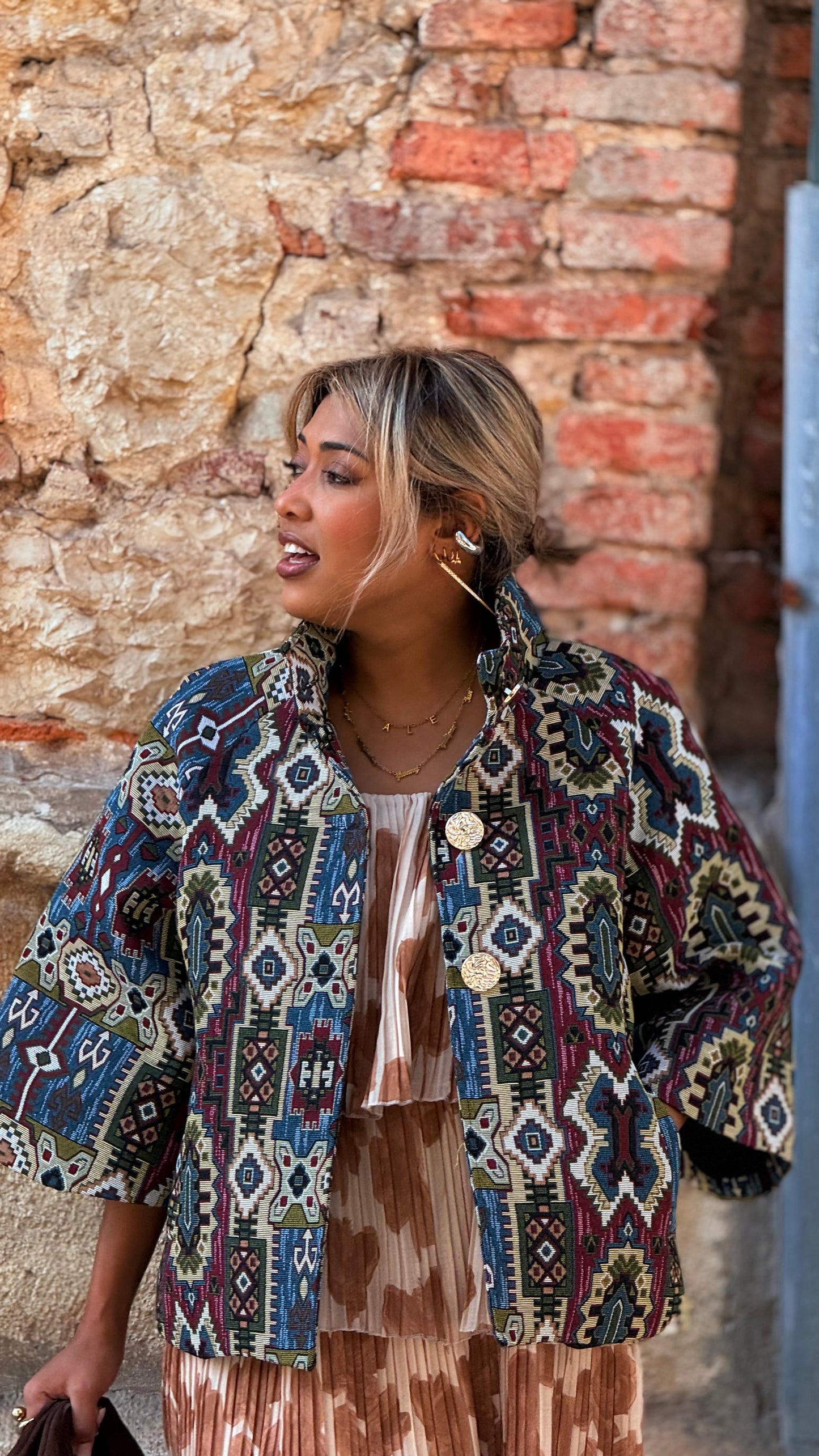 Chaqueta Jacquard étnica