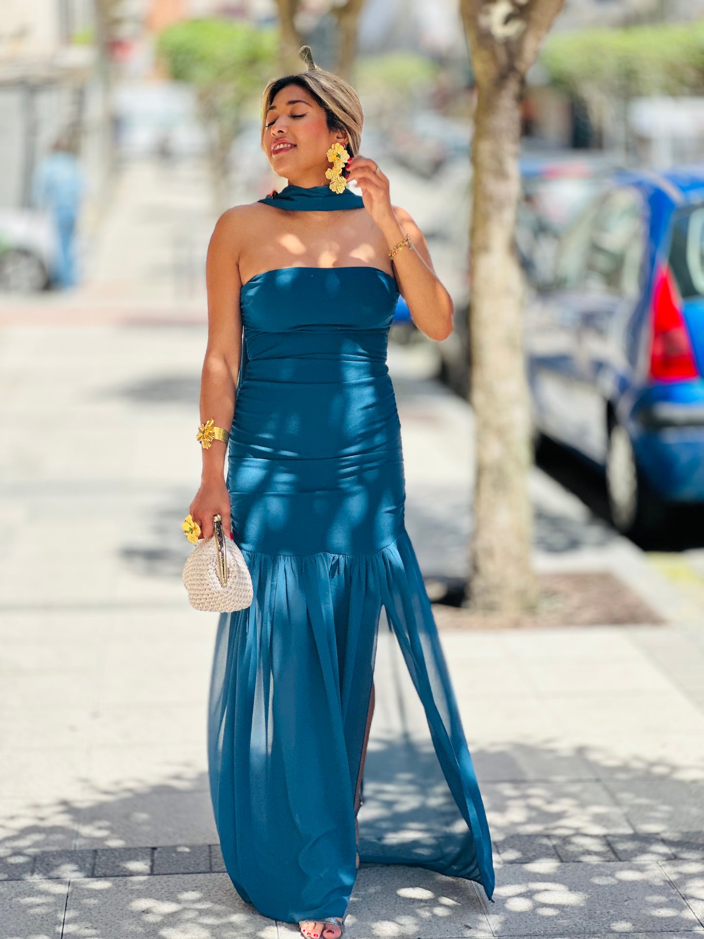 Vestido Julieta verde petróleo