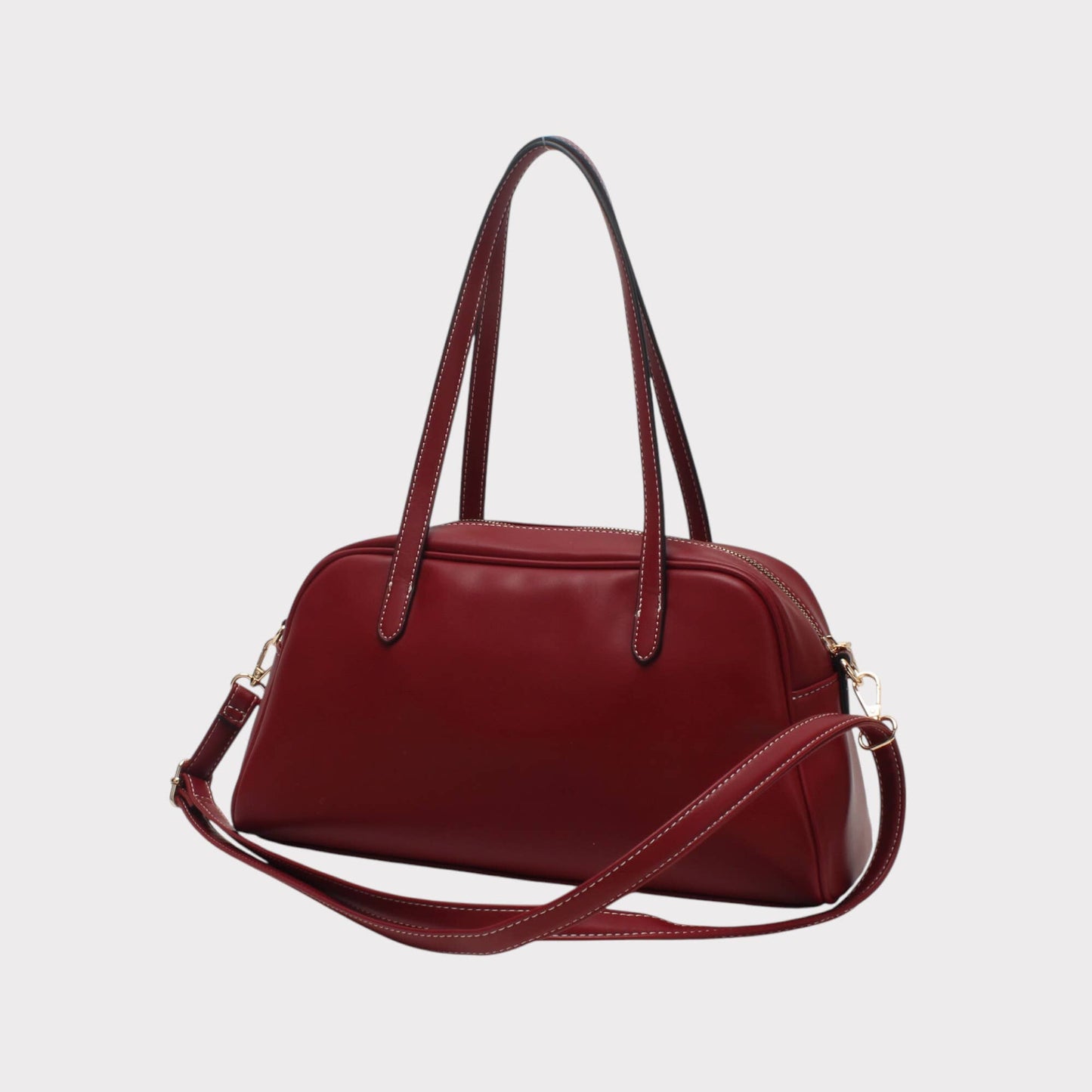 Bolso bandolera largo con hebilla decorativa dorada: Púrpura Roja