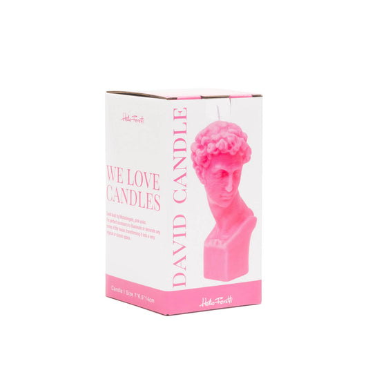 Vela rosa en forma de busto de David de Miguel Ángel