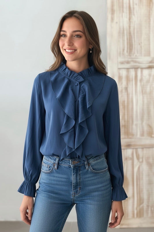 Blusa volante Azul