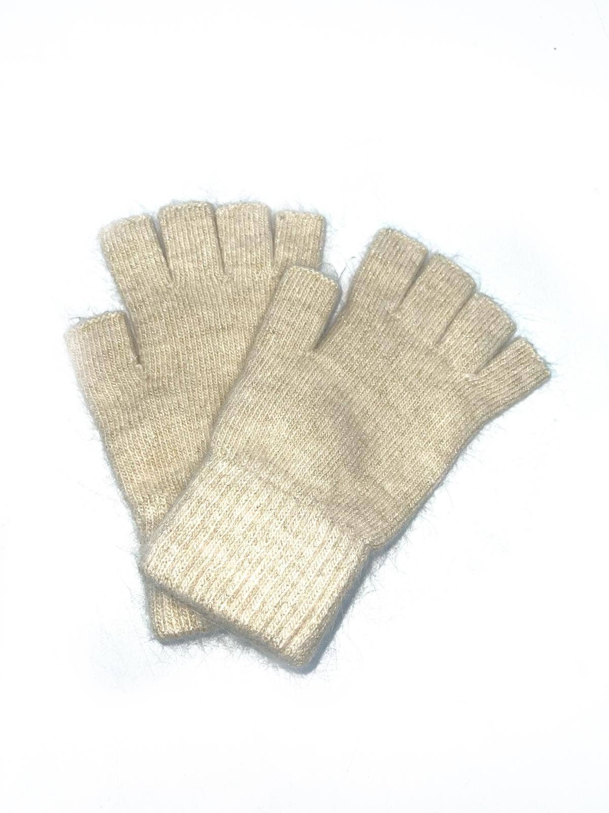 Manopla unisex de lúrex en lana de angora mezclada: Beige