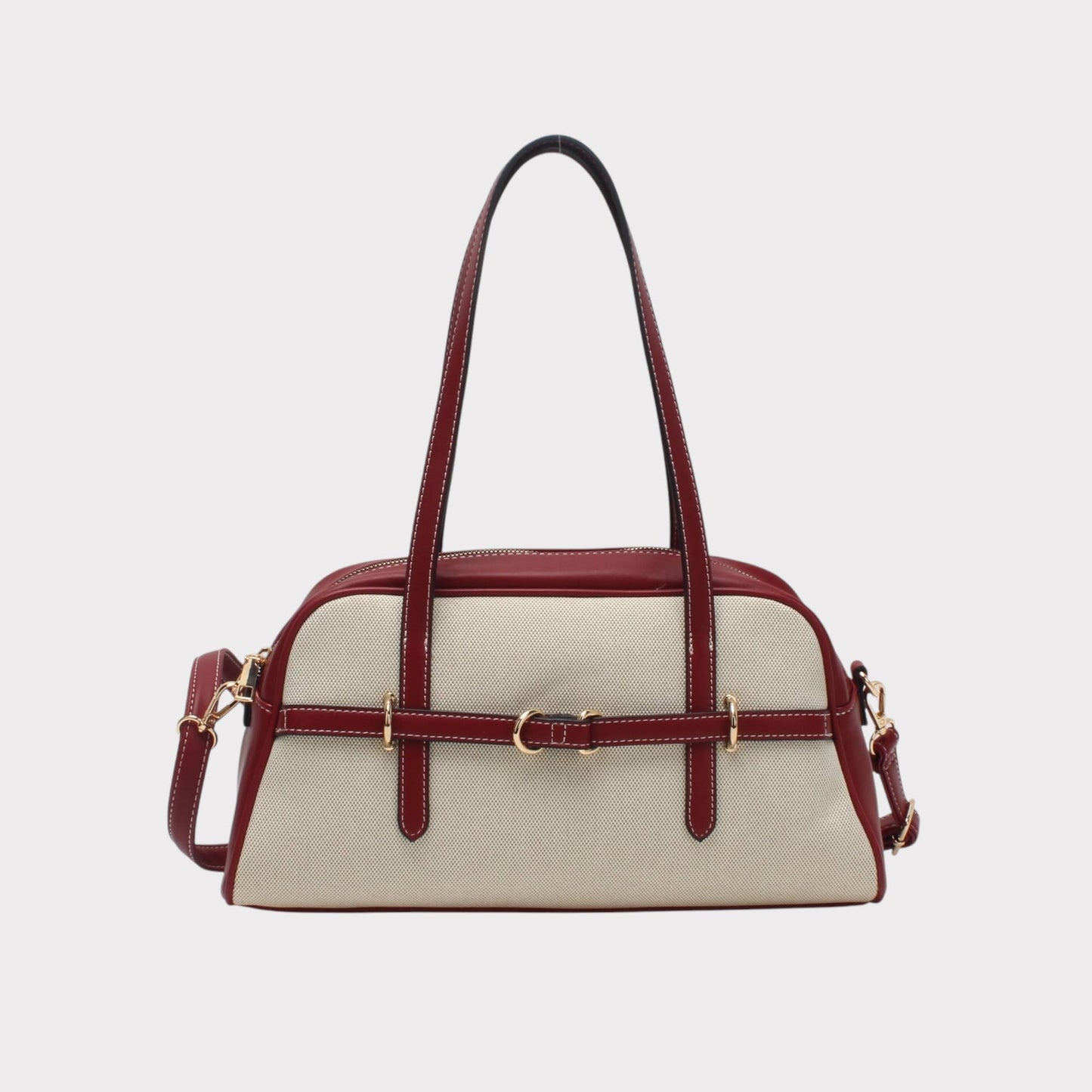 Bolso bandolera largo con hebilla decorativa dorada: Púrpura Roja