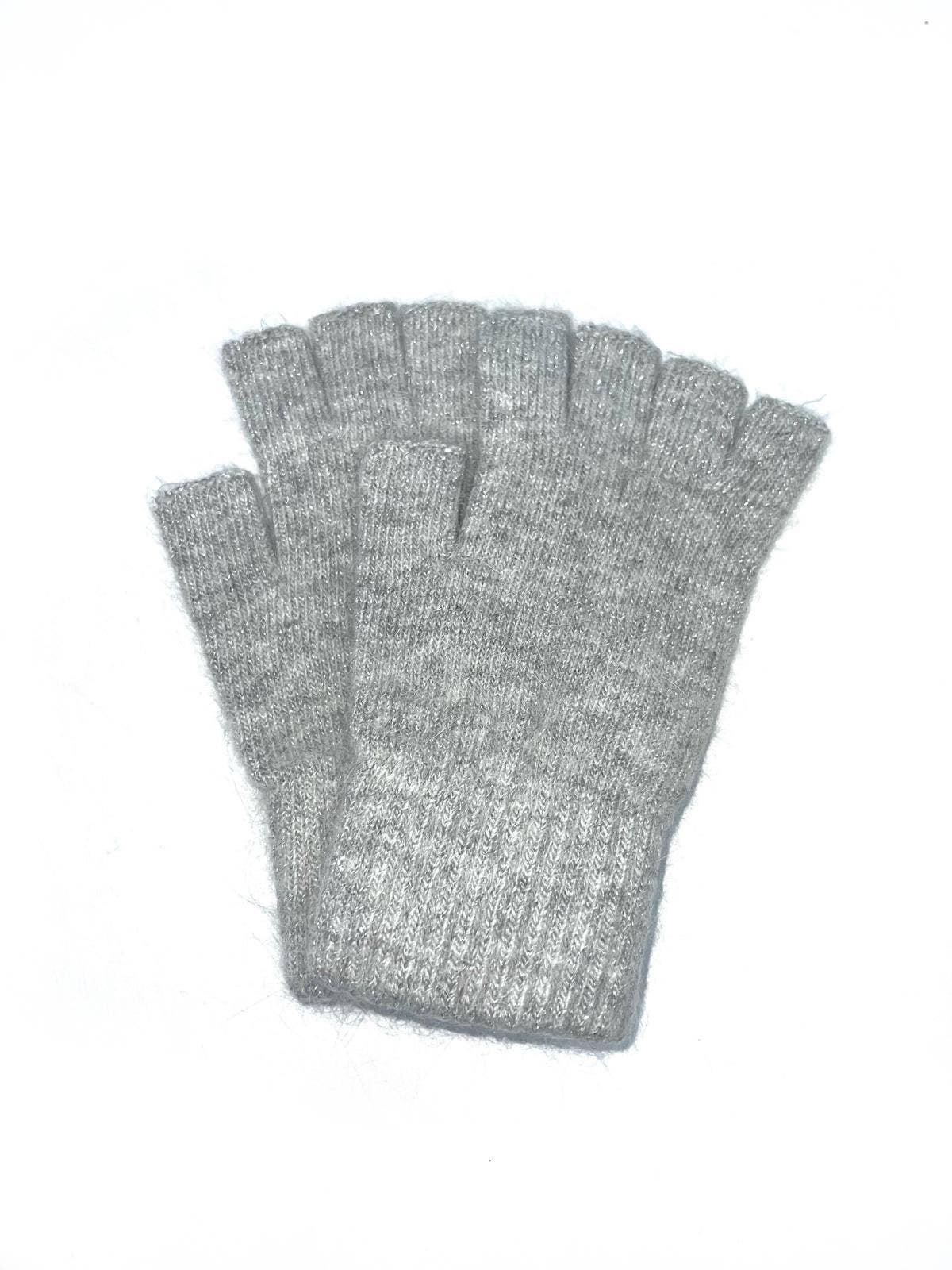 Manopla unisex de lúrex en lana de angora mezclada: Gris