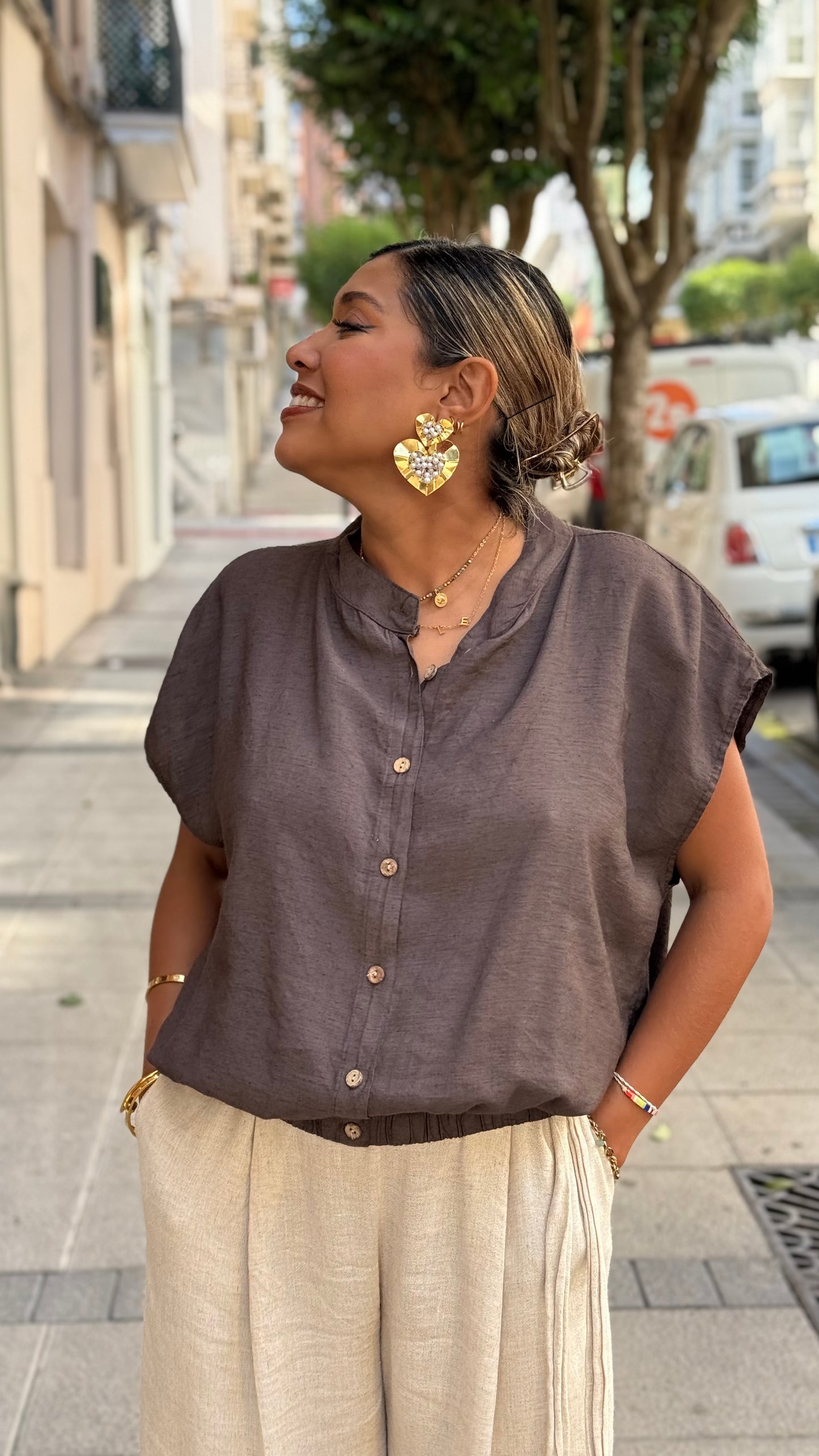 Top bomber marrón