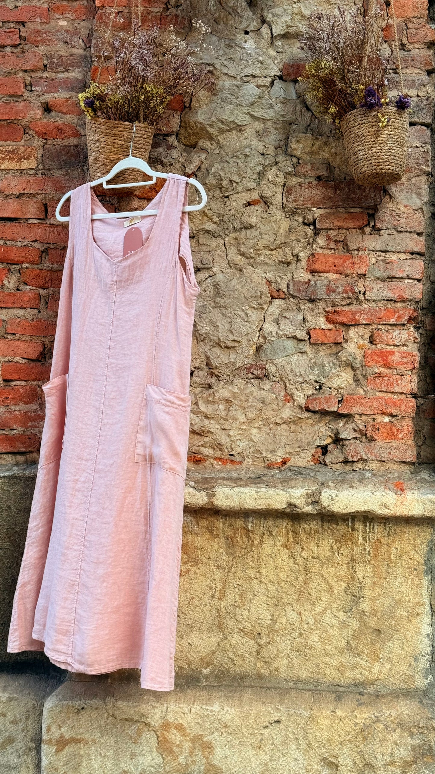 Vestido lino bolsillos
