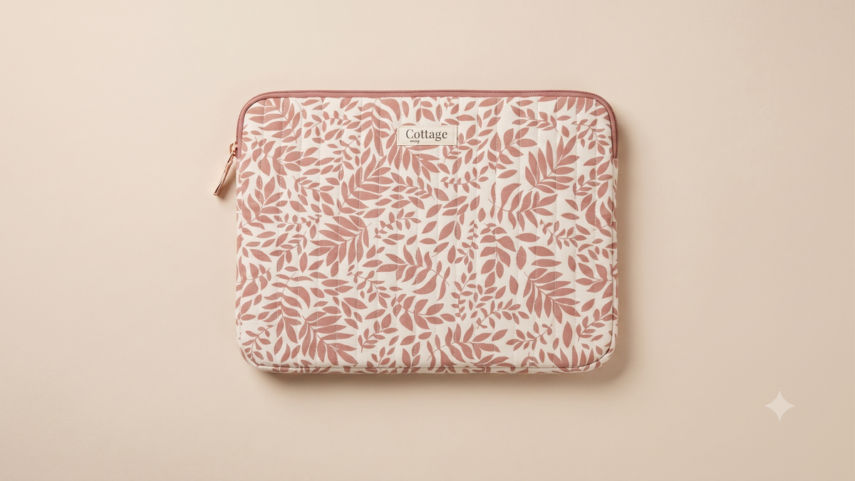 Funda para portátil de algodón: Branche rose
