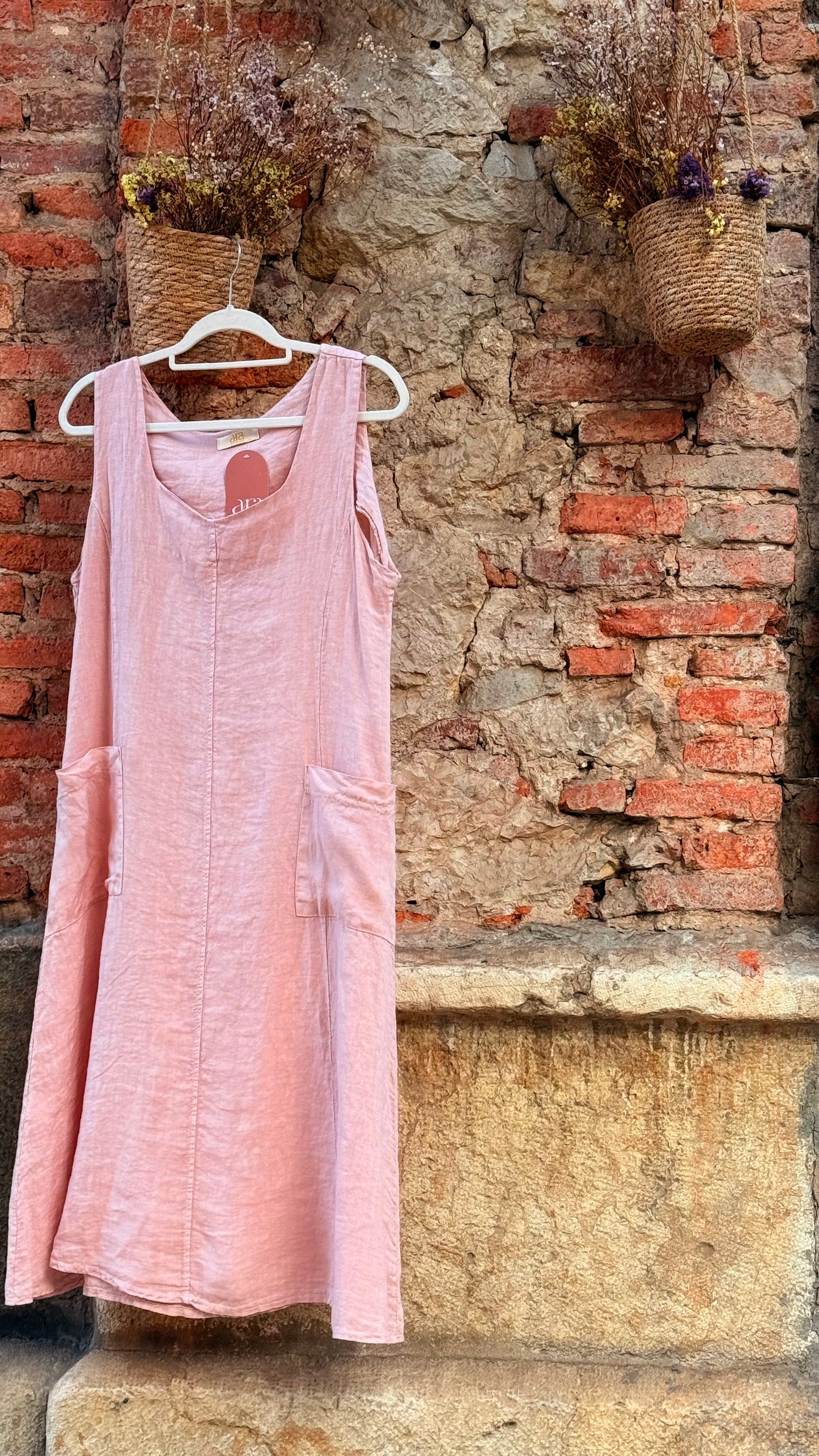 Vestido lino bolsillos