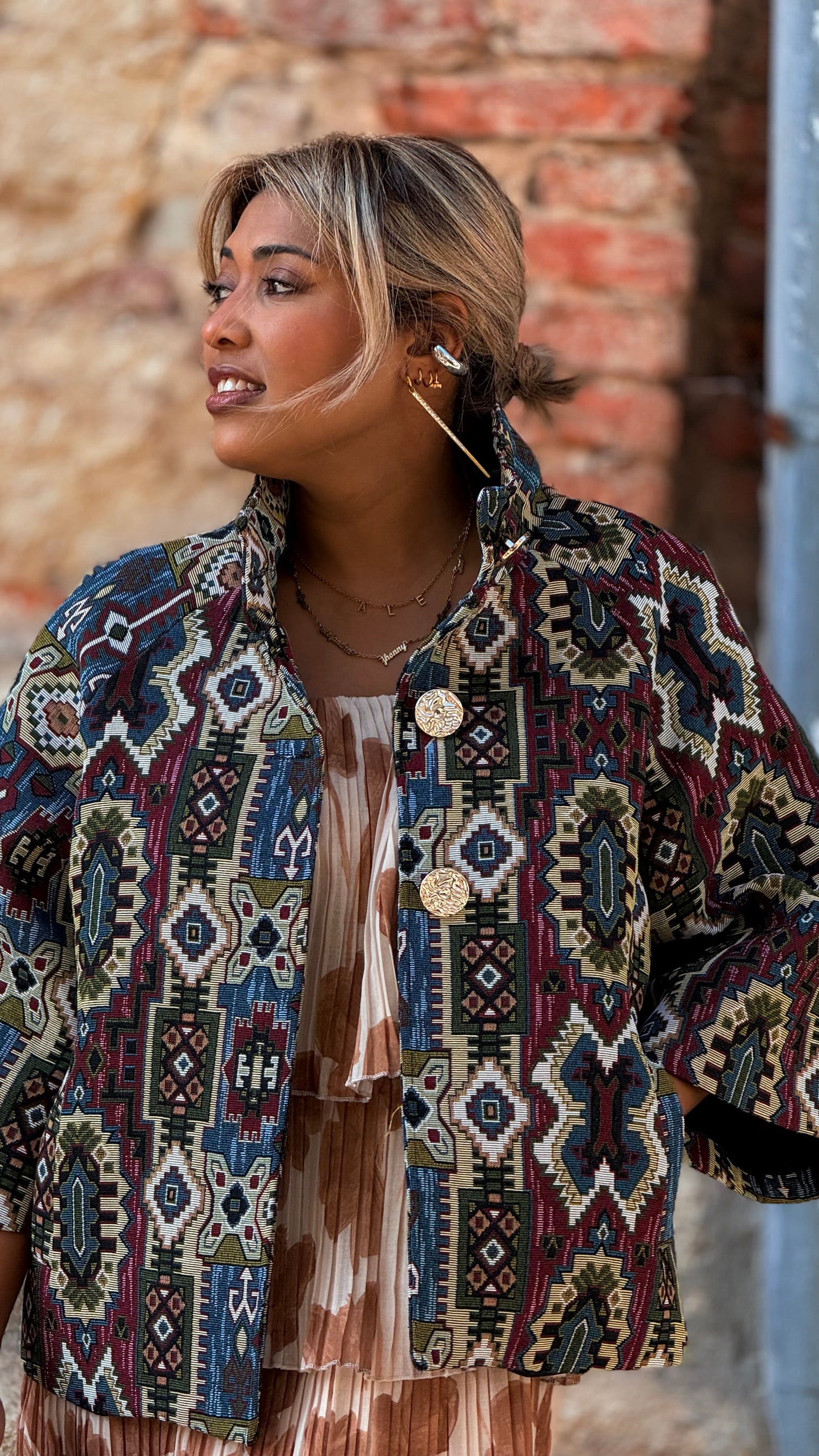 Chaqueta Jacquard étnica