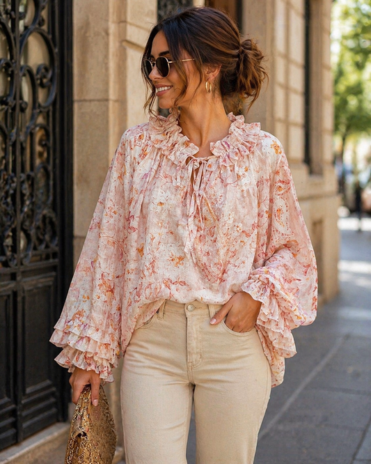Blusa floral bohemi Beige