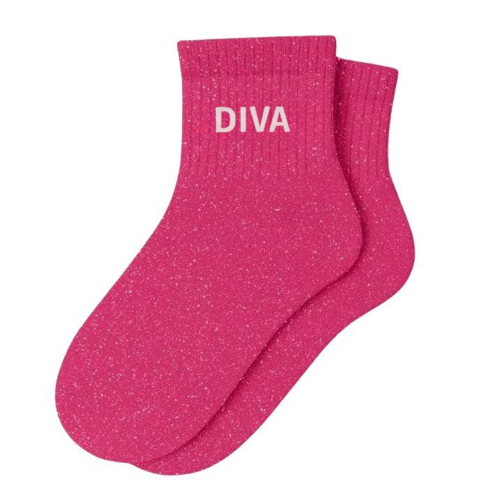 Calcetines Cortos con Lentejuelas "Diva" Fucsia