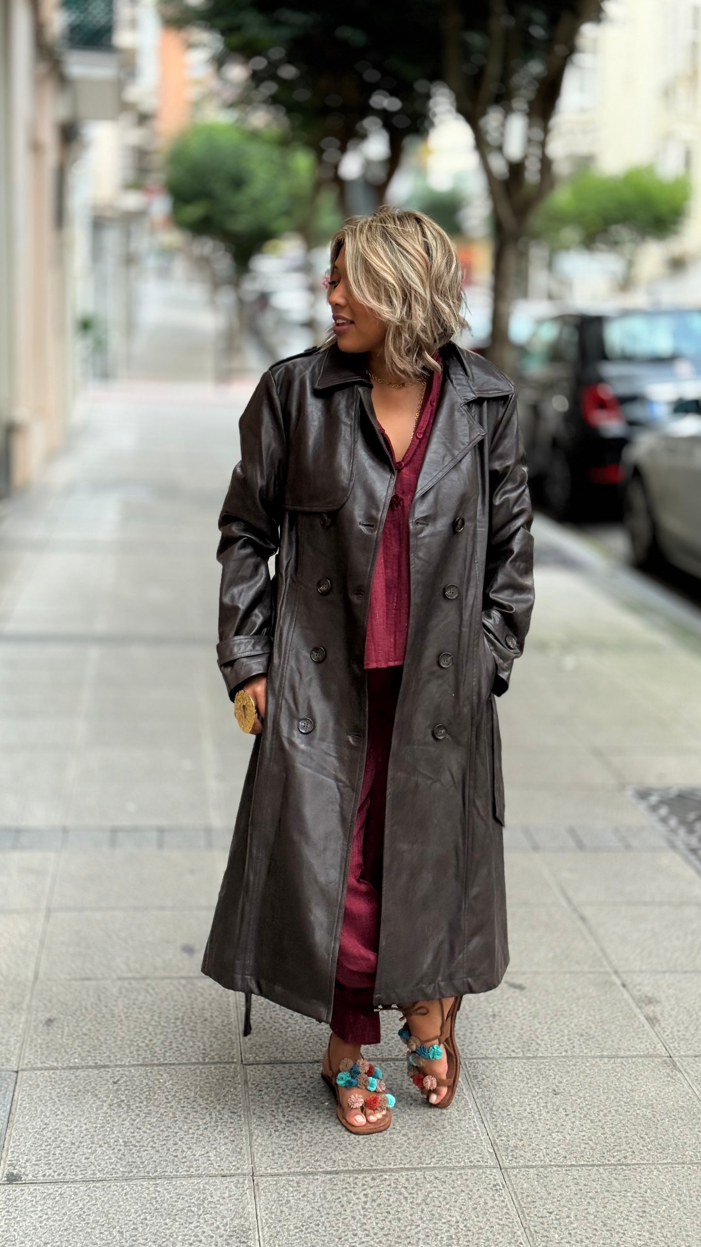 Trench efecto piel