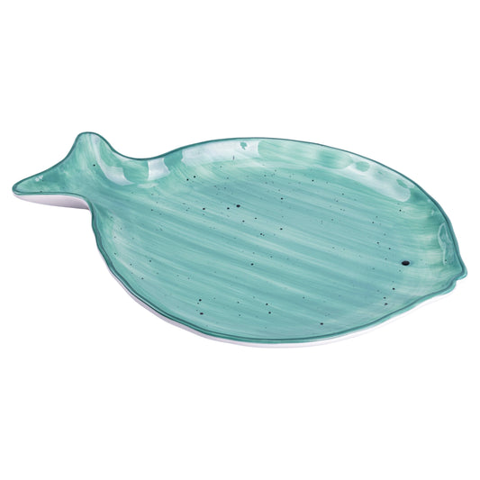Plato para servir en forma de pez verde 35,2 x 26 cm