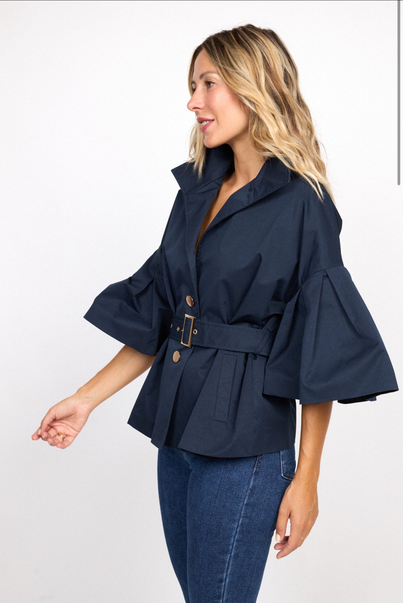 Gabardina Azul manga francesa