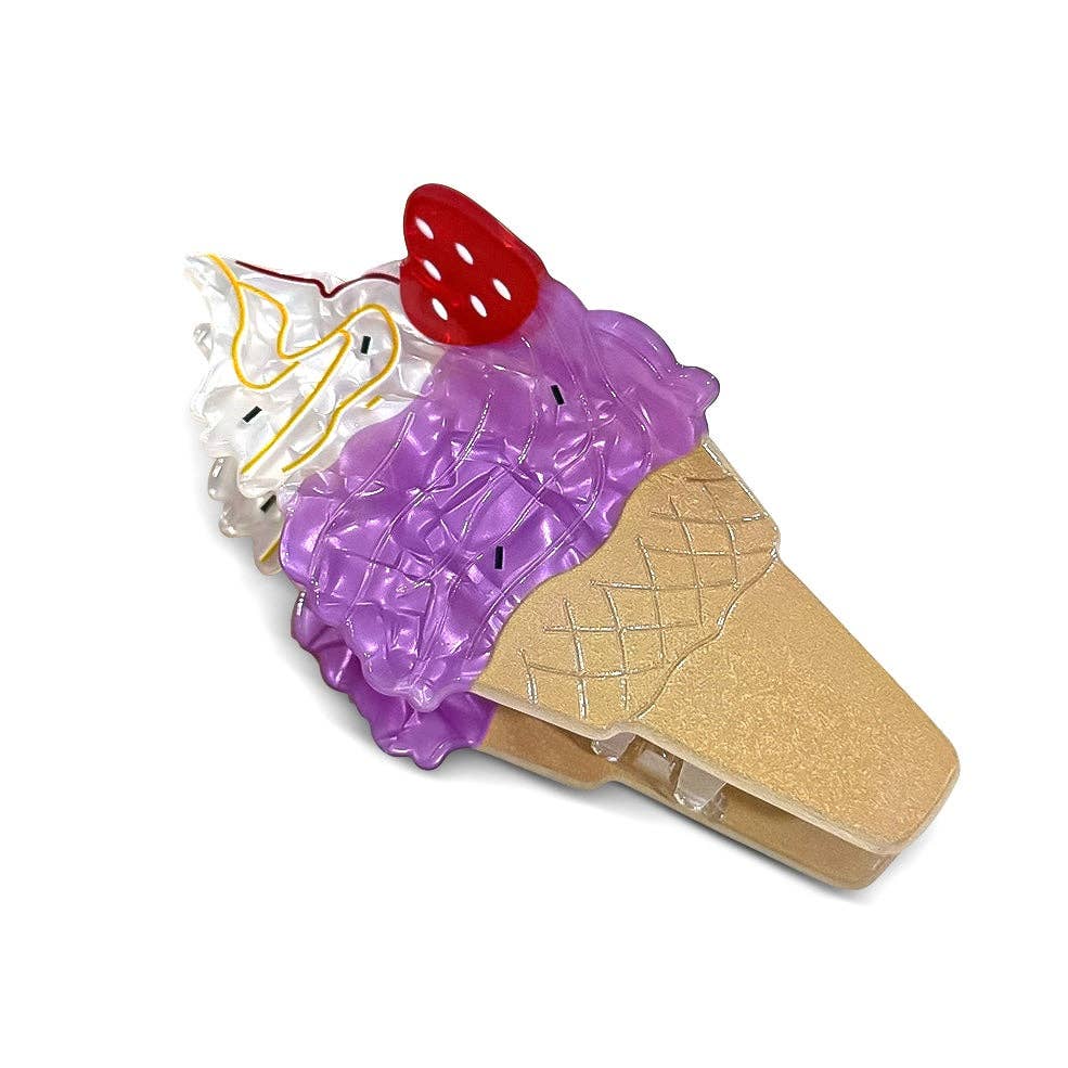 Pinza para el pelo cono de helado violeta