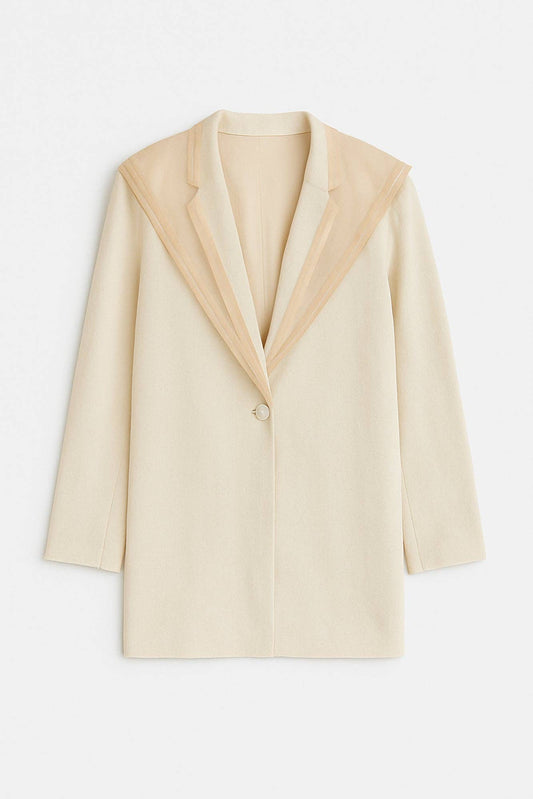 CHAQUETA DE LINO CON CUELLO DE ORGANZA