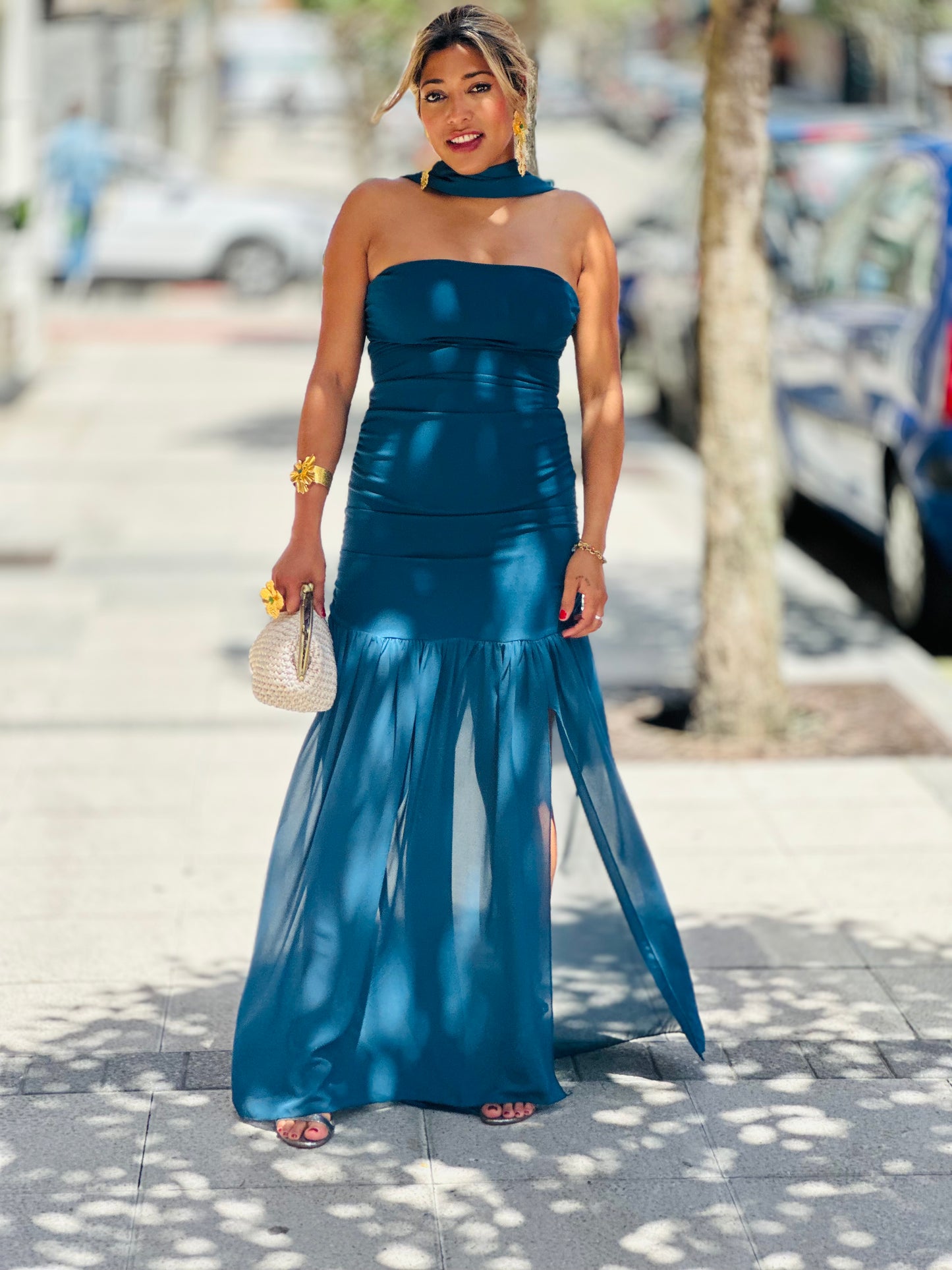 Vestido Julieta verde petróleo