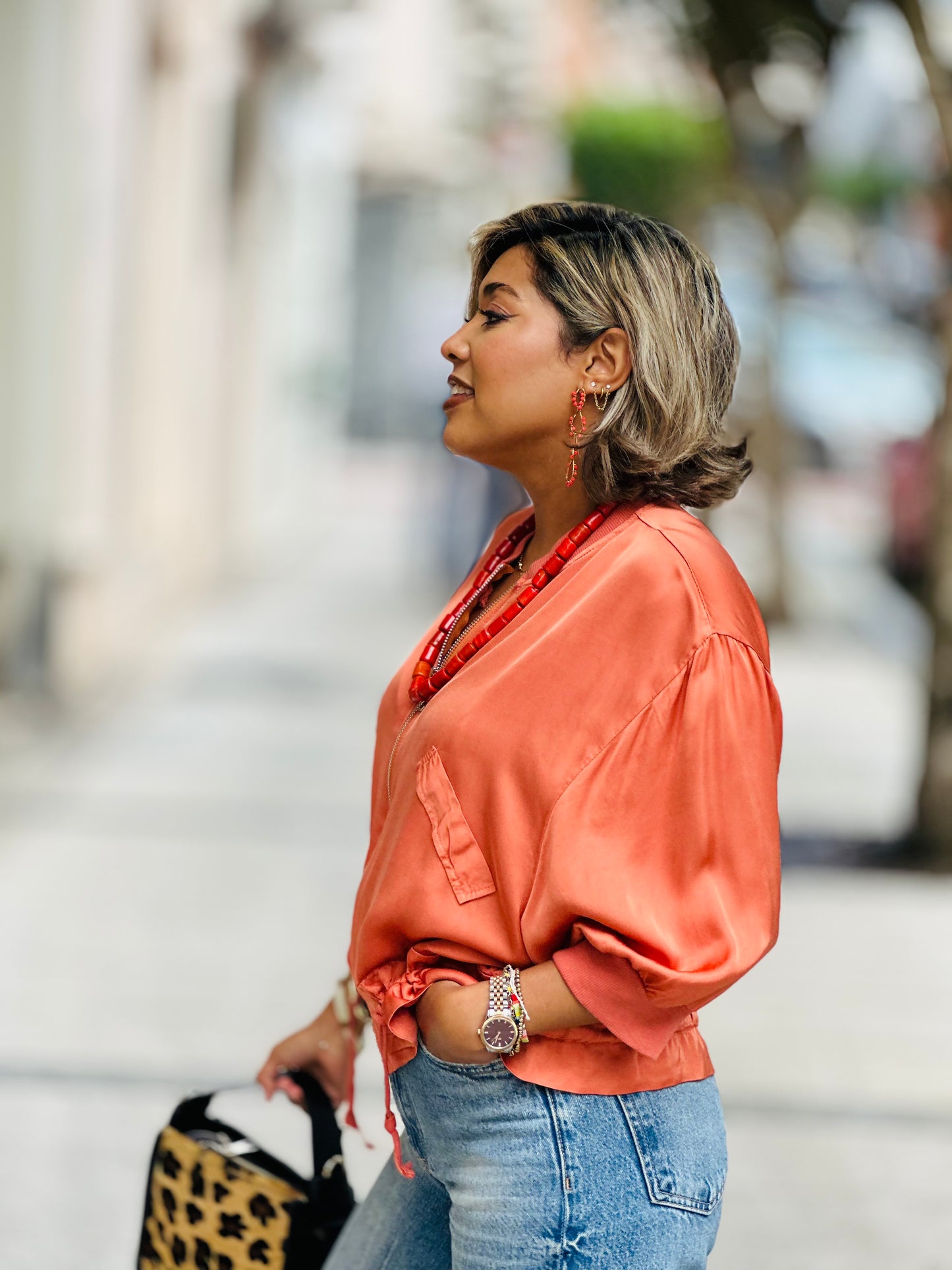 Bomber satinada coral