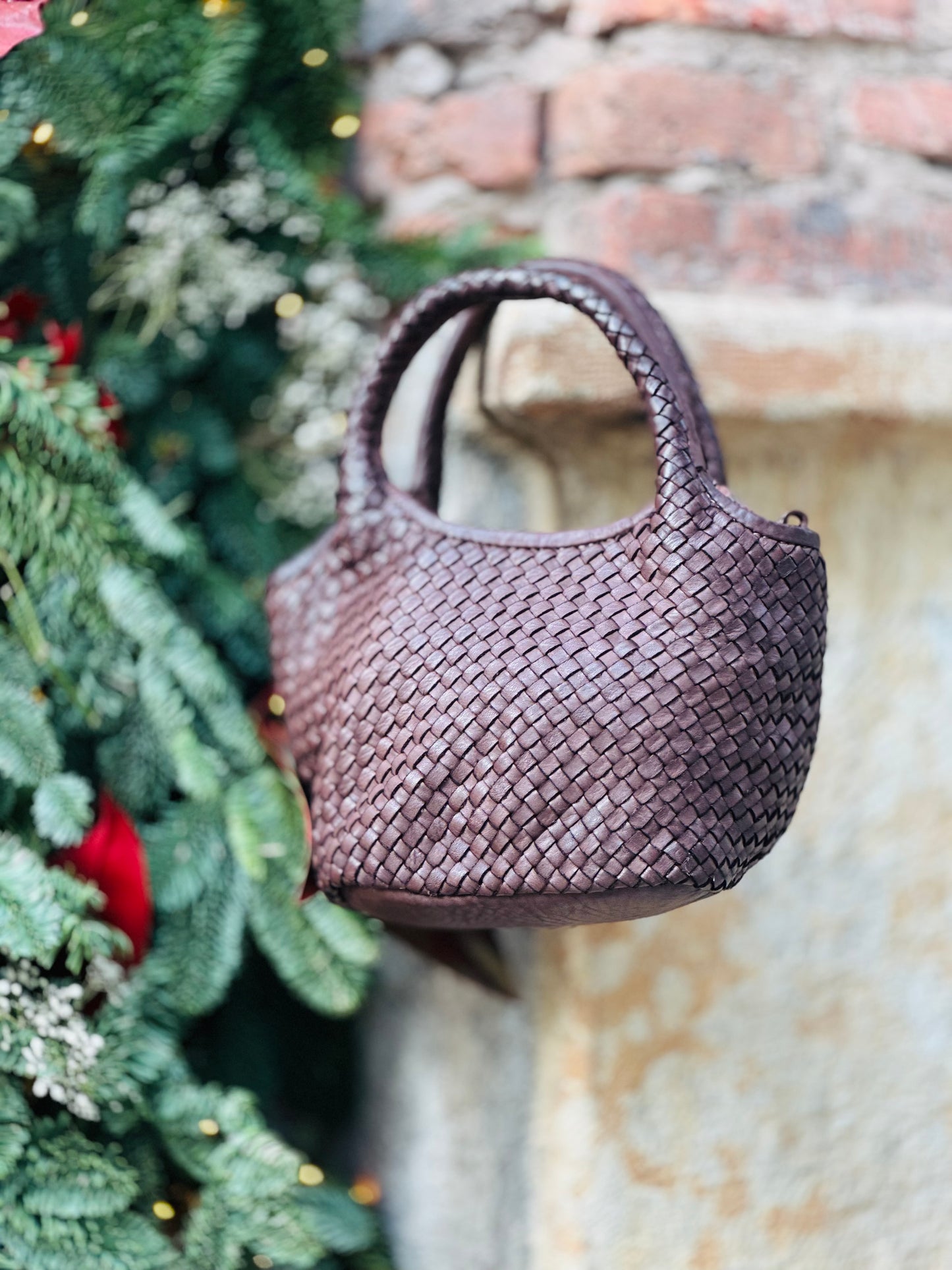 Bolso piel lavada marrón