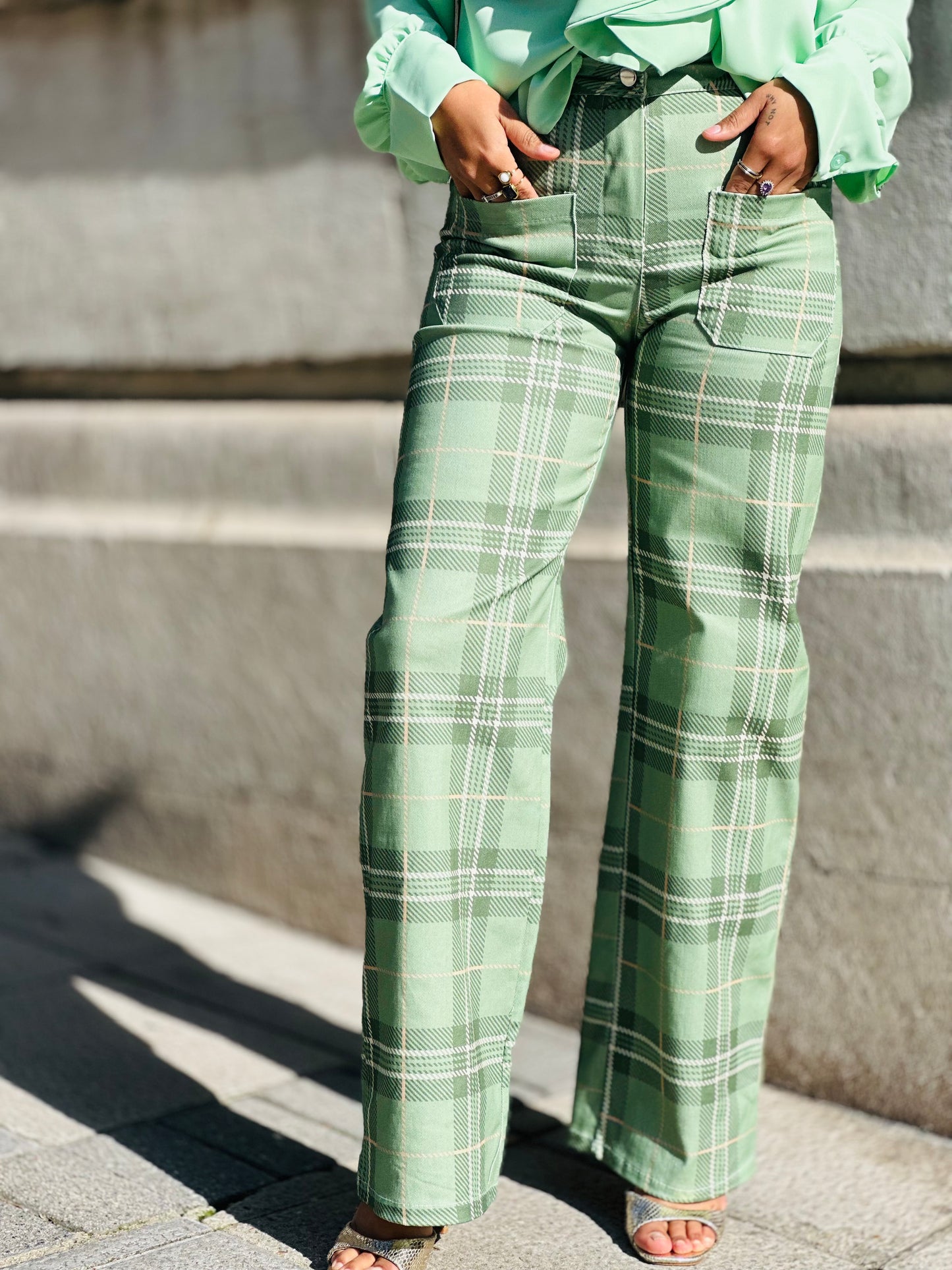 Pantalón cuadro verde