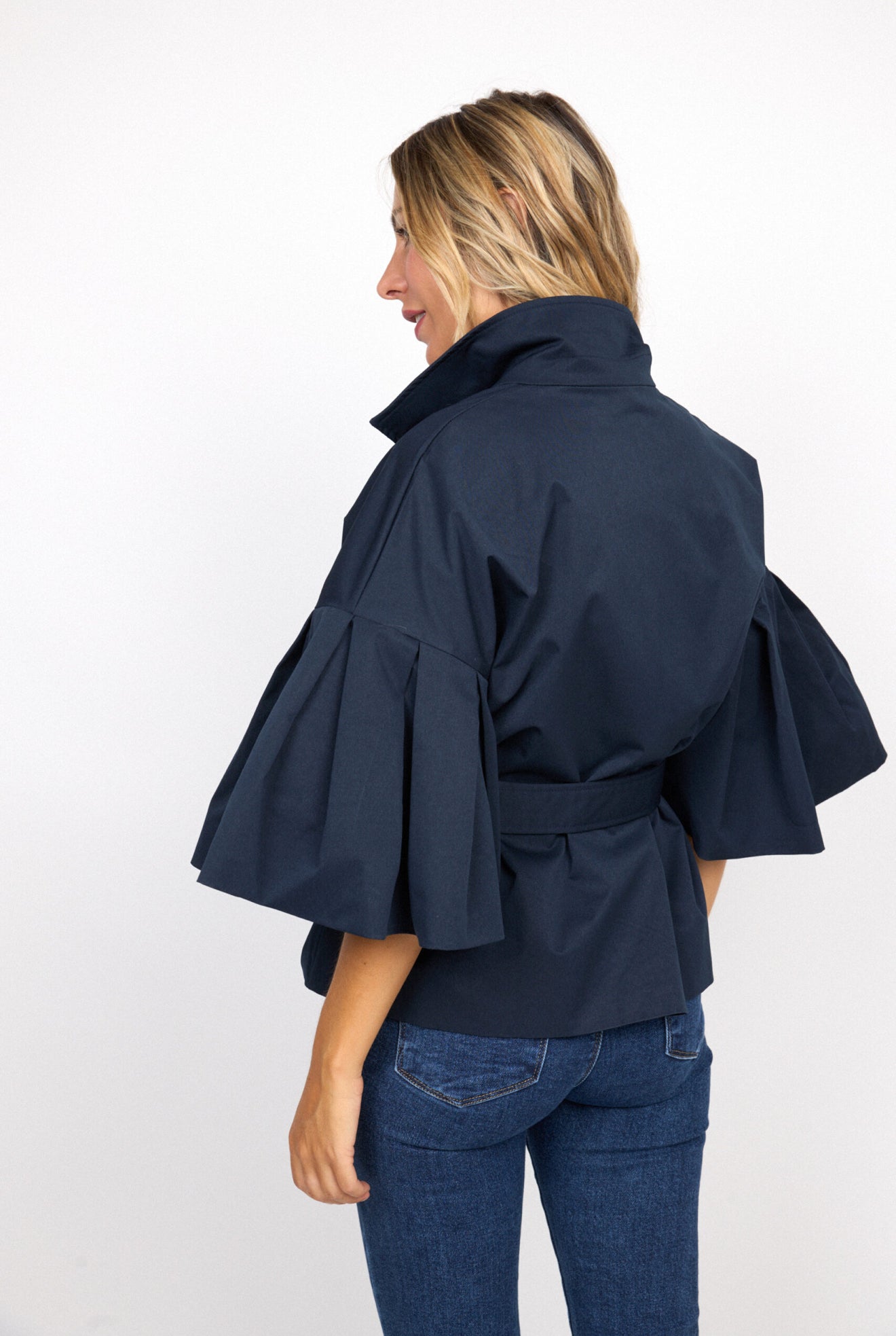 Gabardina Azul manga francesa