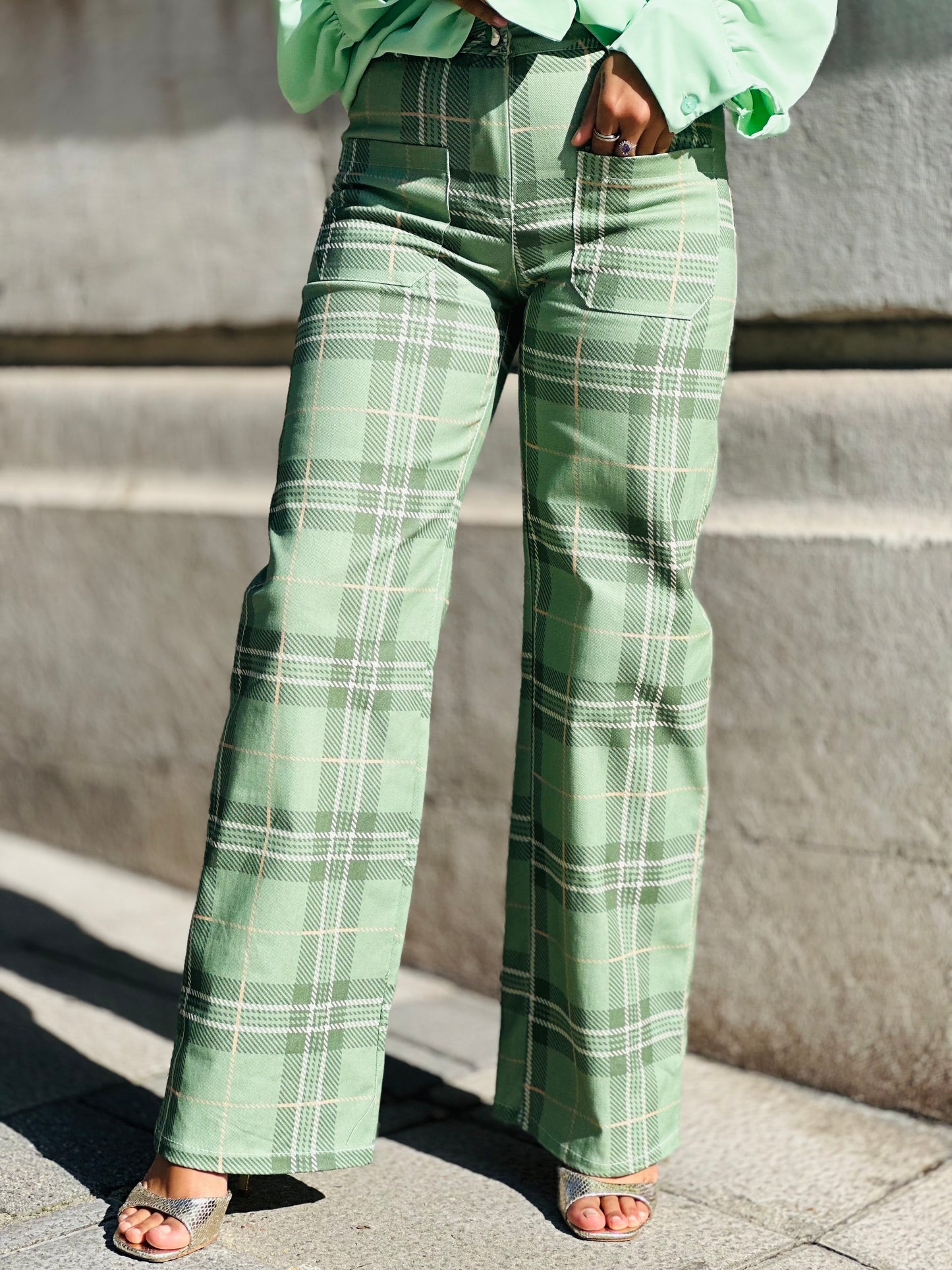 Pantalón cuadro verde