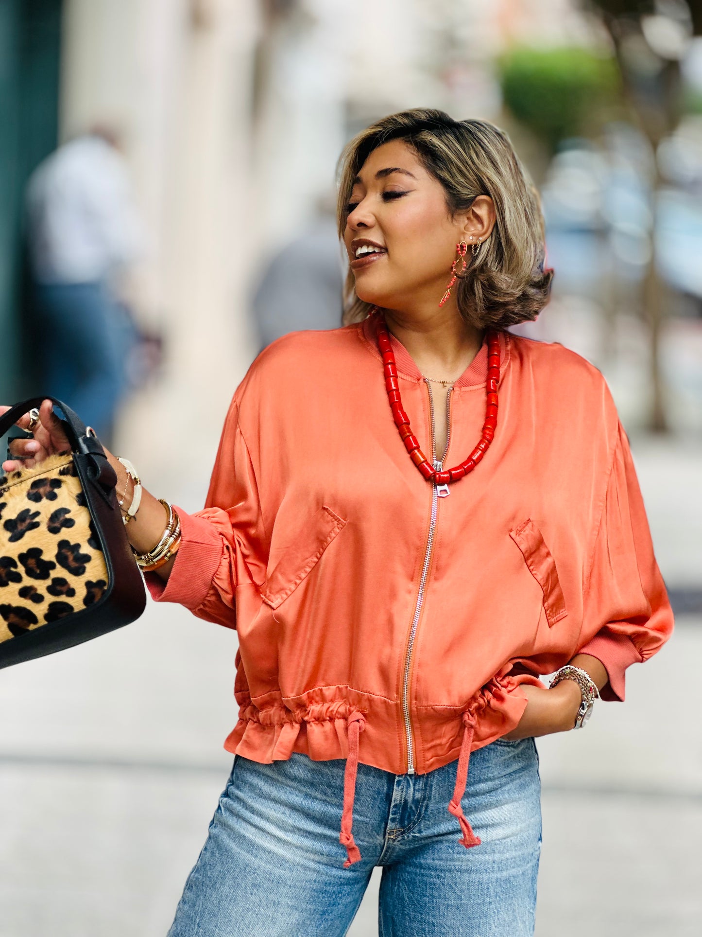 Bomber satinada coral
