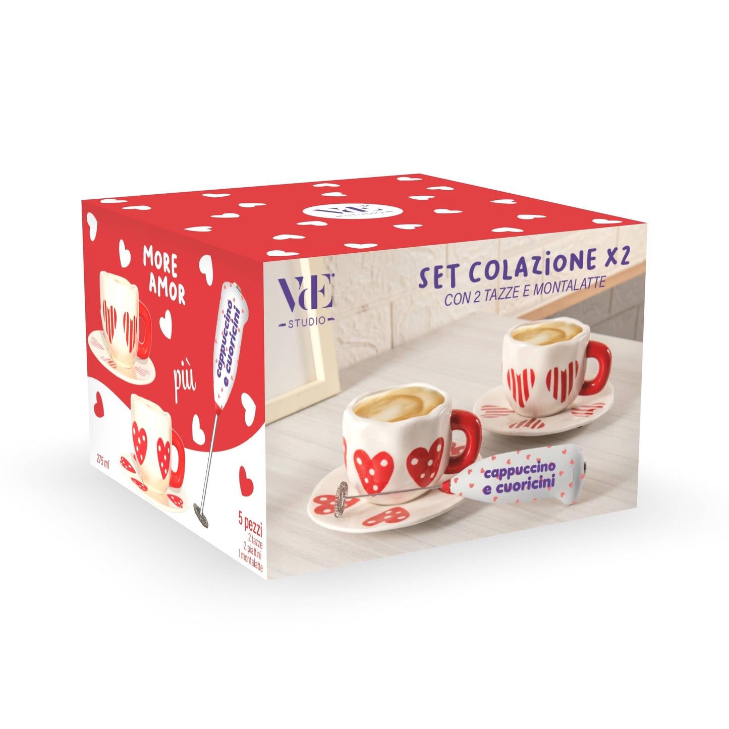 SET CORAZONES 2 TAZAS+2 PLATILLOS+CREMERA
