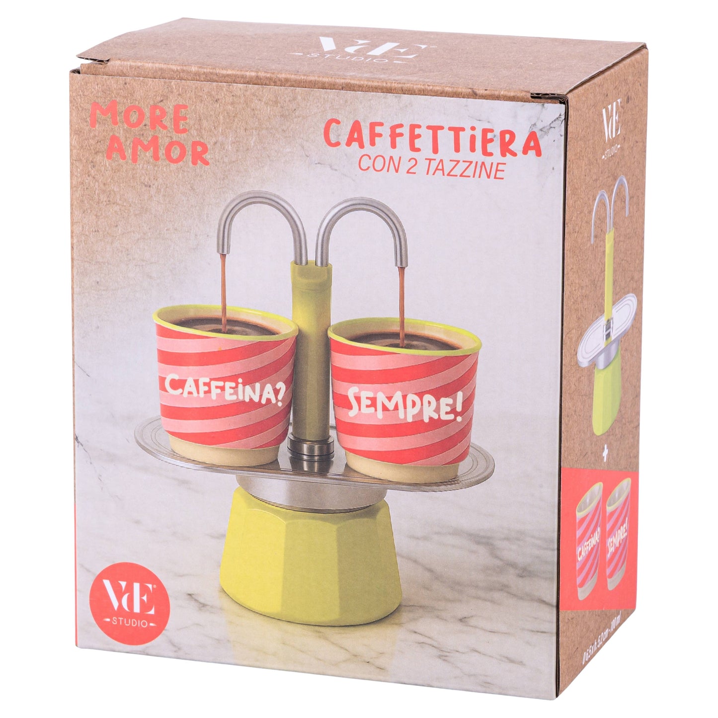 SET CAFETERA MORE AMOR + 2 TAZAS