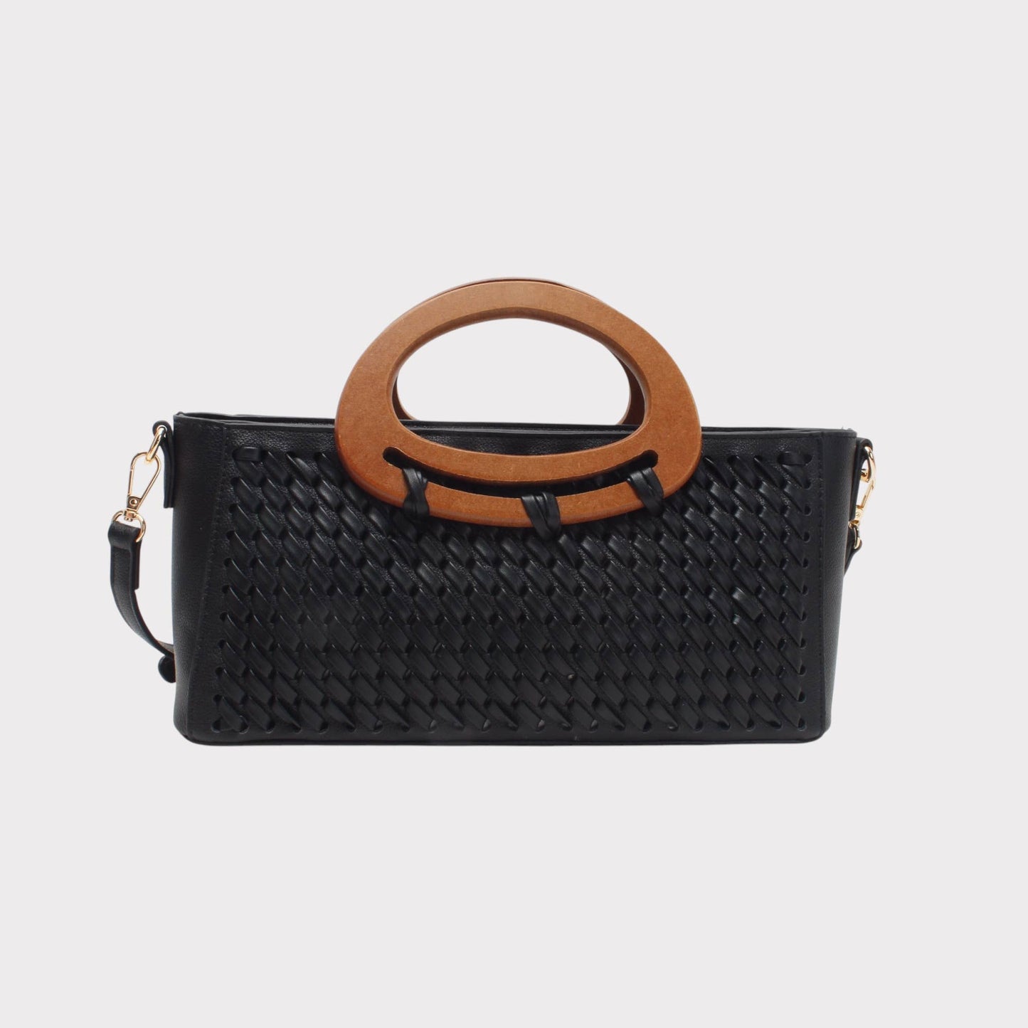 Bolso con bandolera desmontable, largo, asa, efecto trenzado: Camello