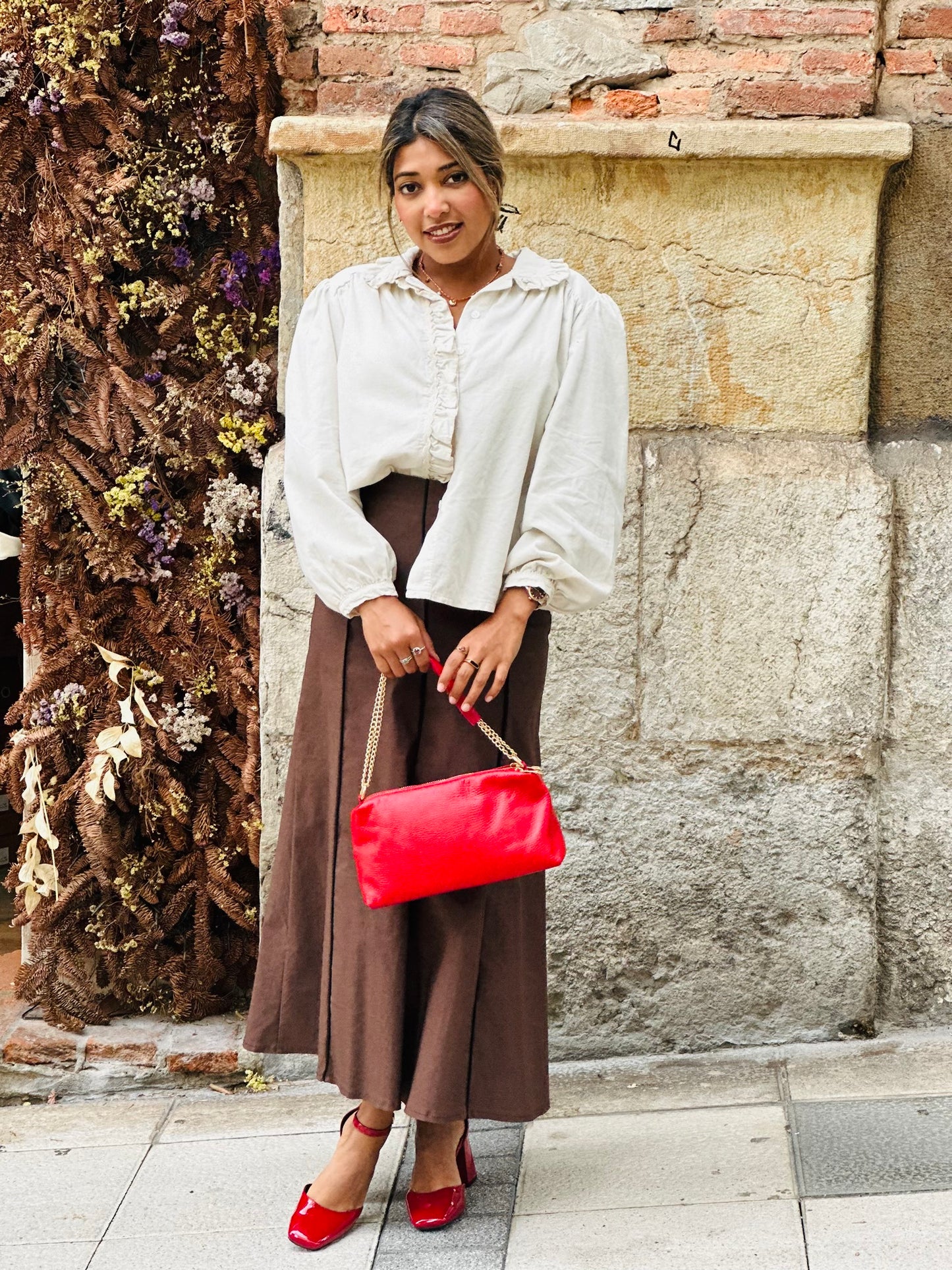 Bolso rojo en piel