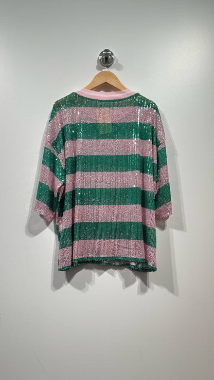 Top a rayas con lentejuelas: Verde / TÚ