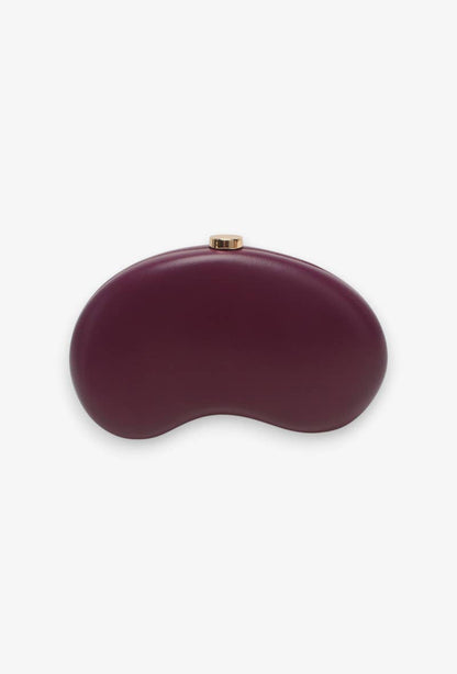 Bolso pochette, rígido, cierre de clip, forma de media luna
