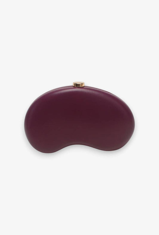 Bolso pochette, rígido, cierre de clip, forma de media luna