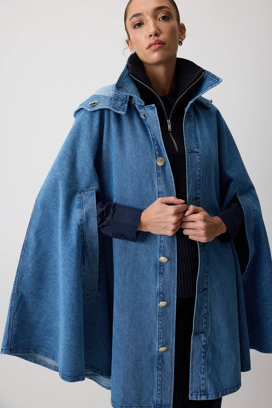 PONCHO VAQUERO CON CAPUCHA: Denim