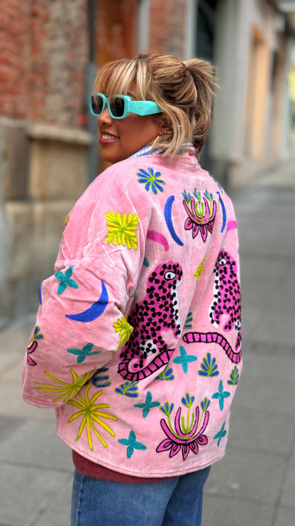 Chaqueta de terciopelo "Tigre": Rose