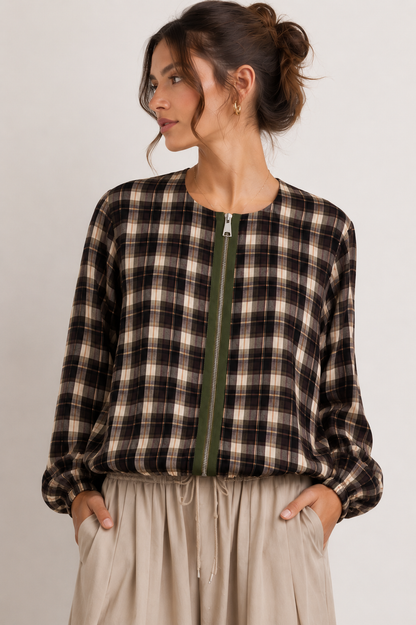 Bomber satinada cuadros