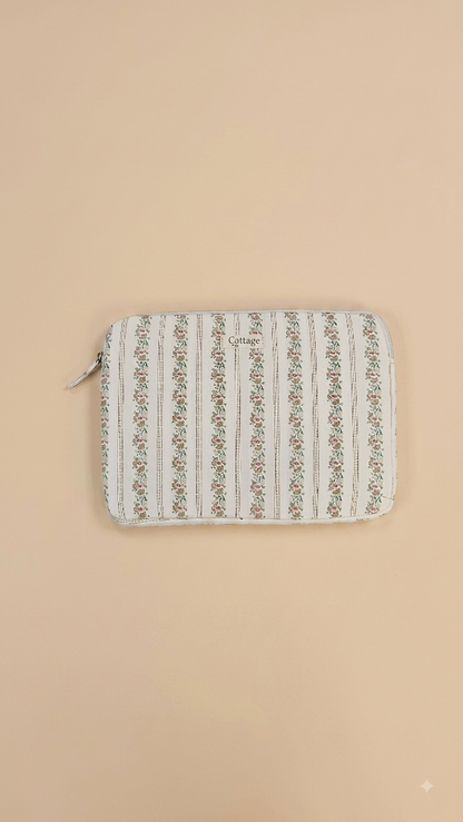Funda para portátil de algodón: Bouquet coloré taupe