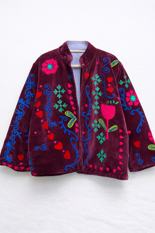 Chaqueta de terciopelo bordada Mauve