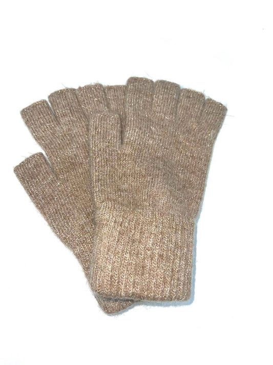 Manopla unisex de lúrex en lana de angora mezclada: Taupe