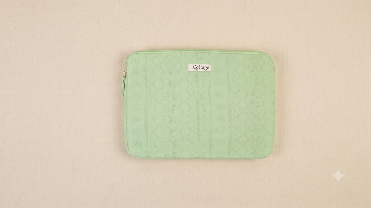 Funda para portátil de algodón: Bouquet coloré taupe