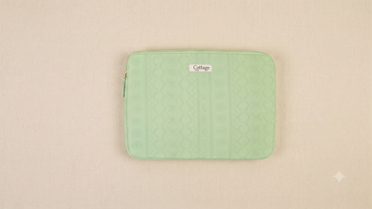 Funda para portátil de algodón: Bouquet coloré taupe