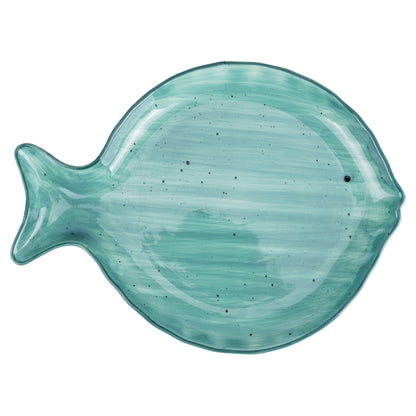 Plato para servir en forma de pez verde 35,2 x 26 cm