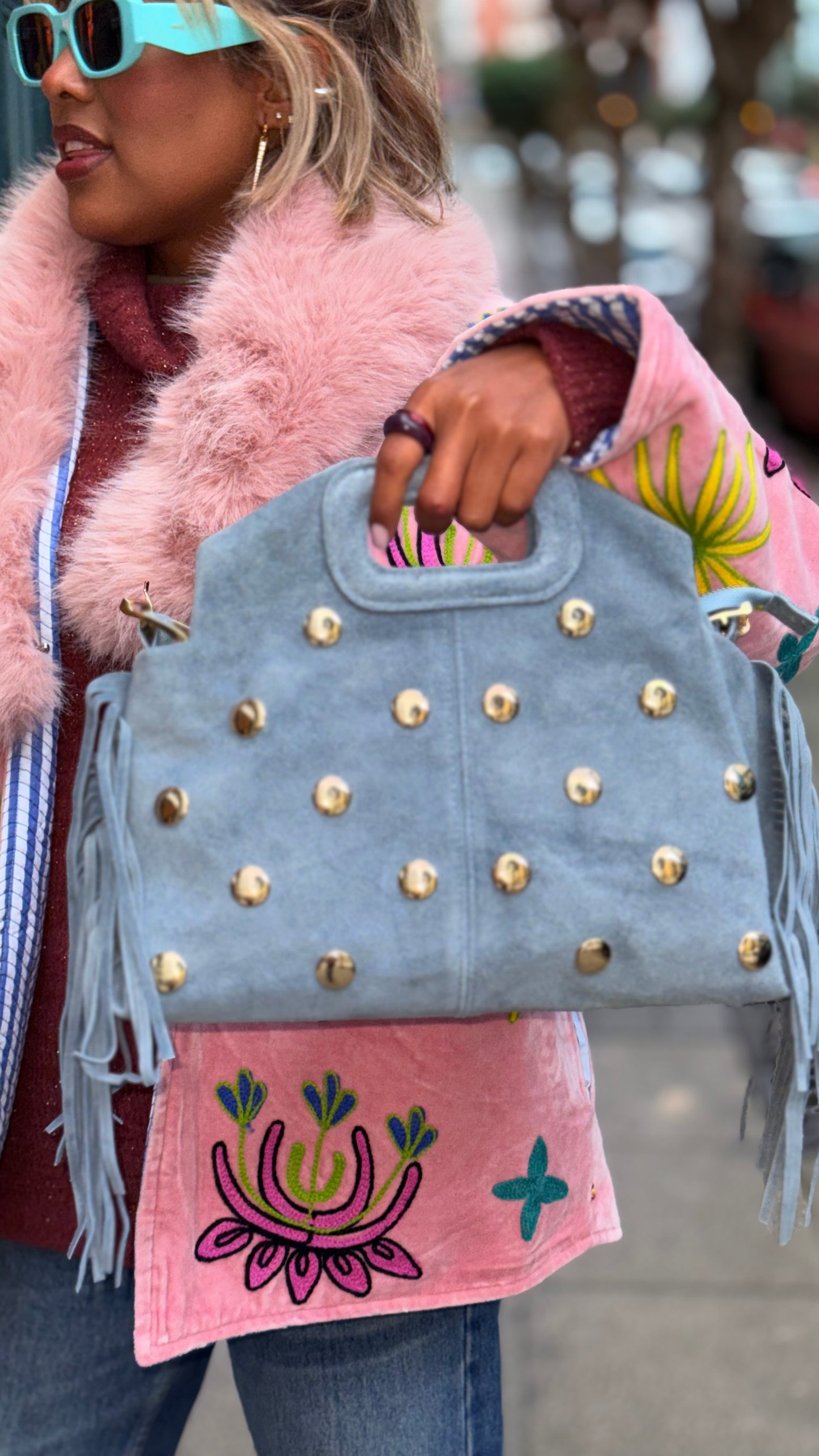 Bolso tachuela fleco