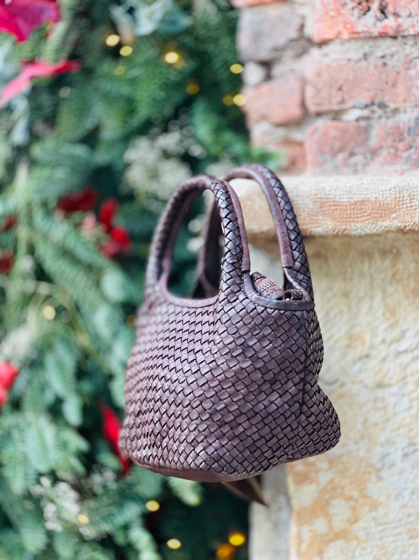 Bolso piel lavada marrón