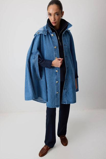 PONCHO VAQUERO CON CAPUCHA: Denim